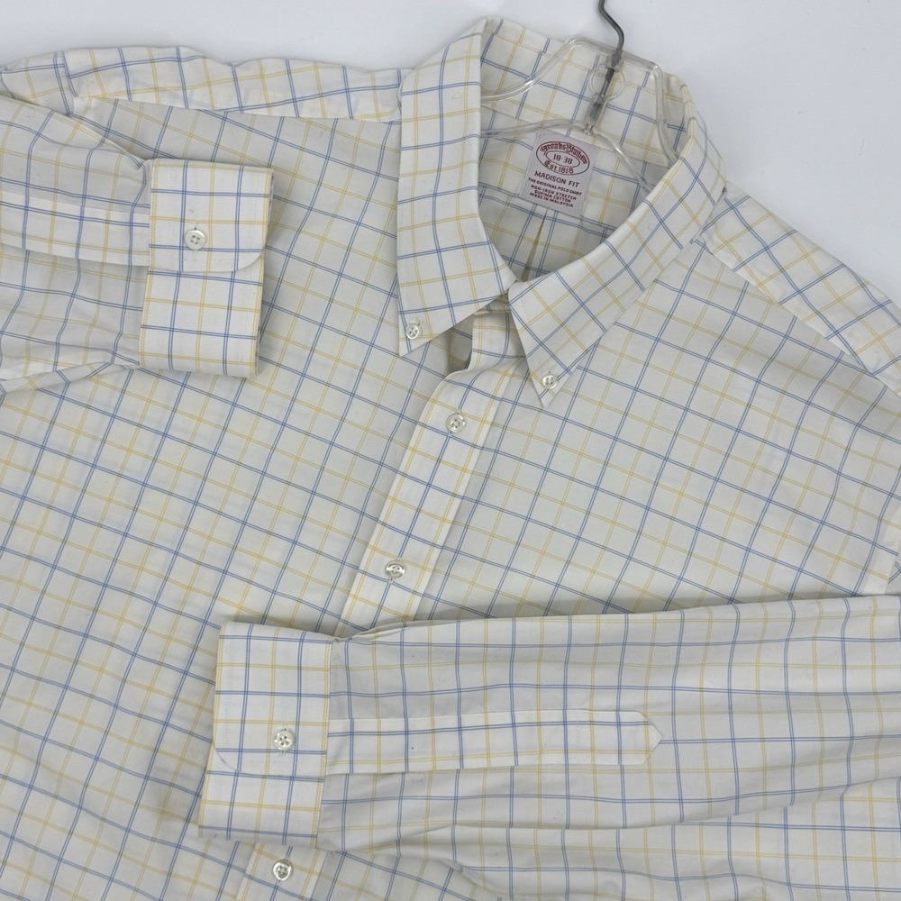 Brooks Brothers Men Madison Fit Non-Iron Stretch Supima Cotton Plaid Shirt 18-38